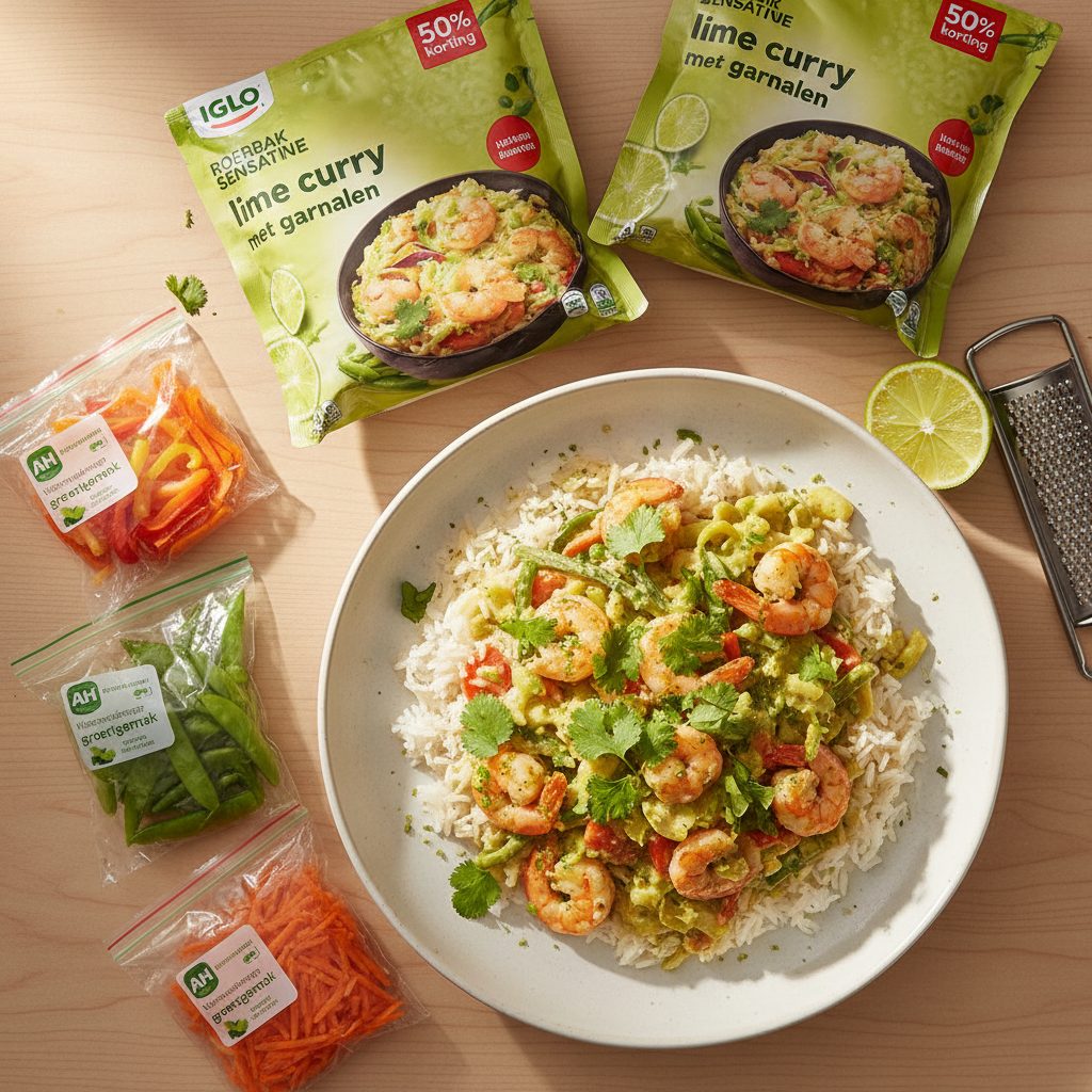 Iglo lime curry wok met rijst en verse koriander