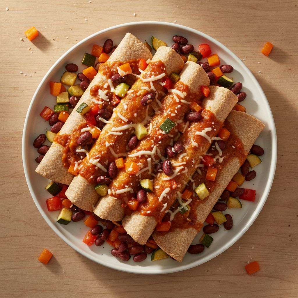 Mexicaanse enchiladas met paprika, courgette en kidneybonen