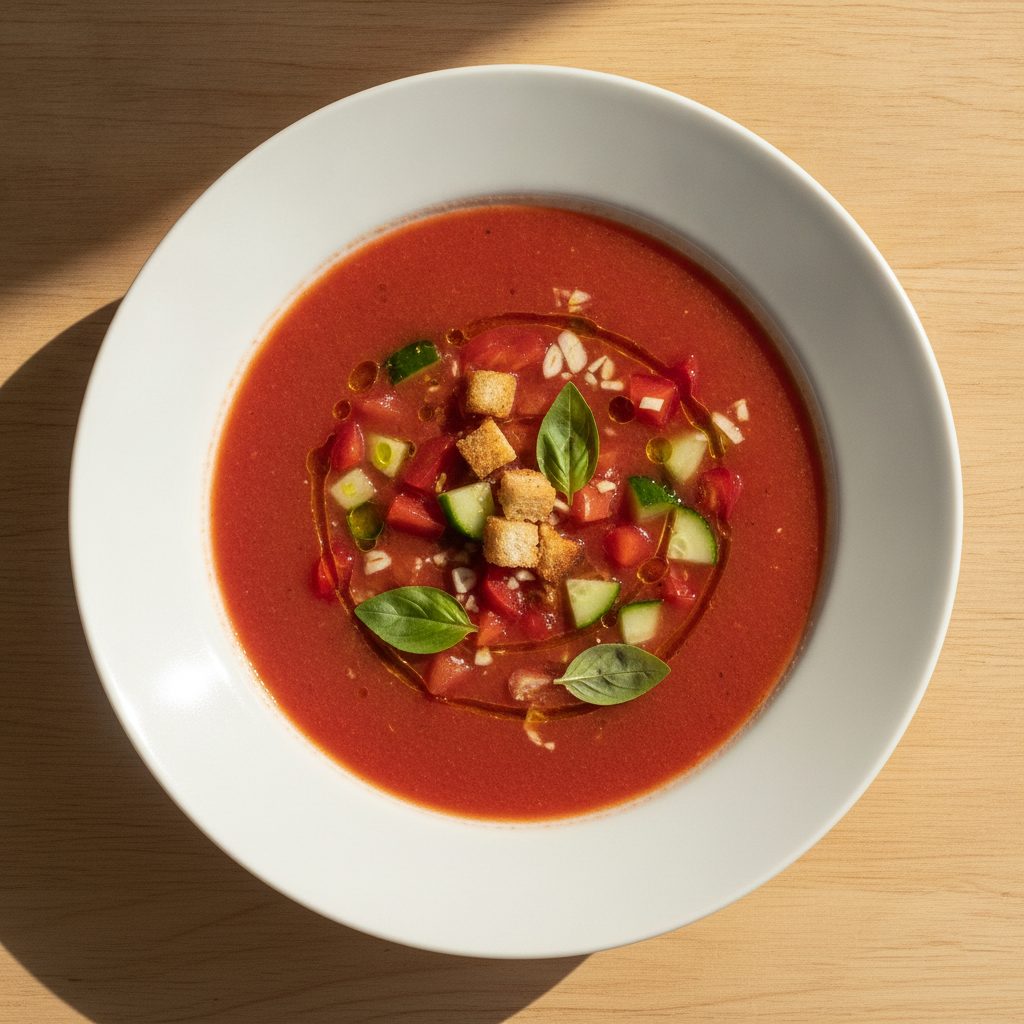 Andalusische gazpacho met tomaat, komkommer en paprika