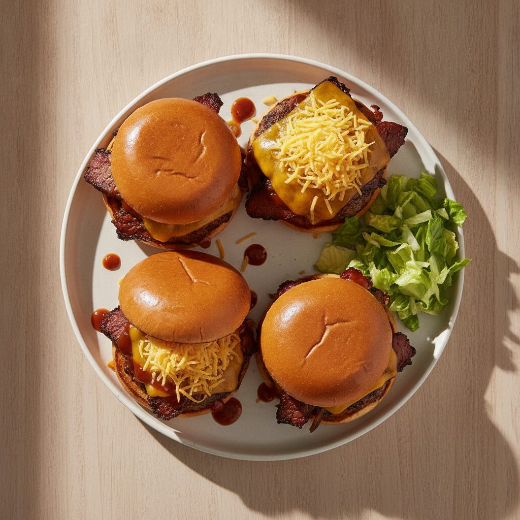 Texaanse BBQ-burgers van de grill met cheddar