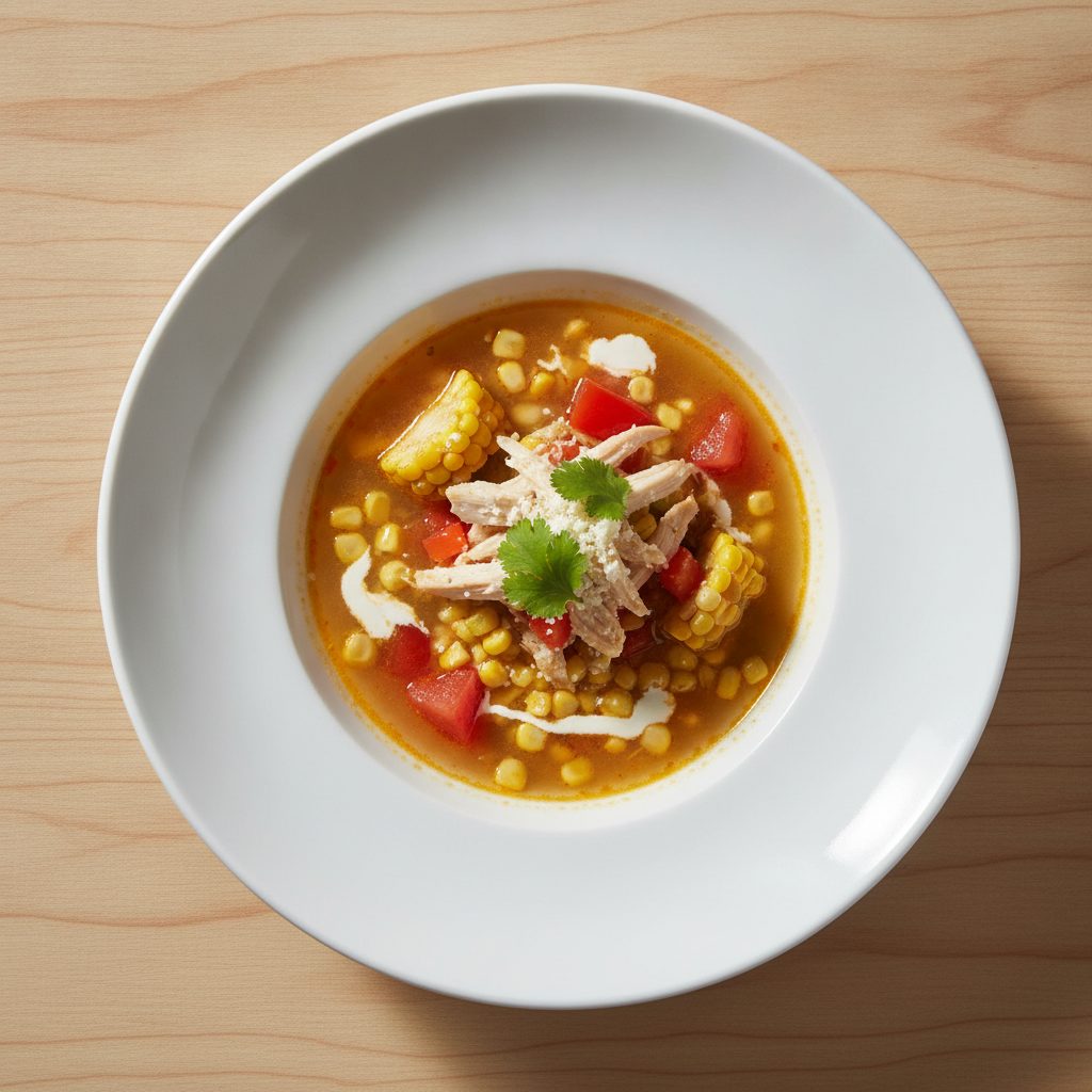 Mexicaanse kip-maïssoep met paprika en tomaat