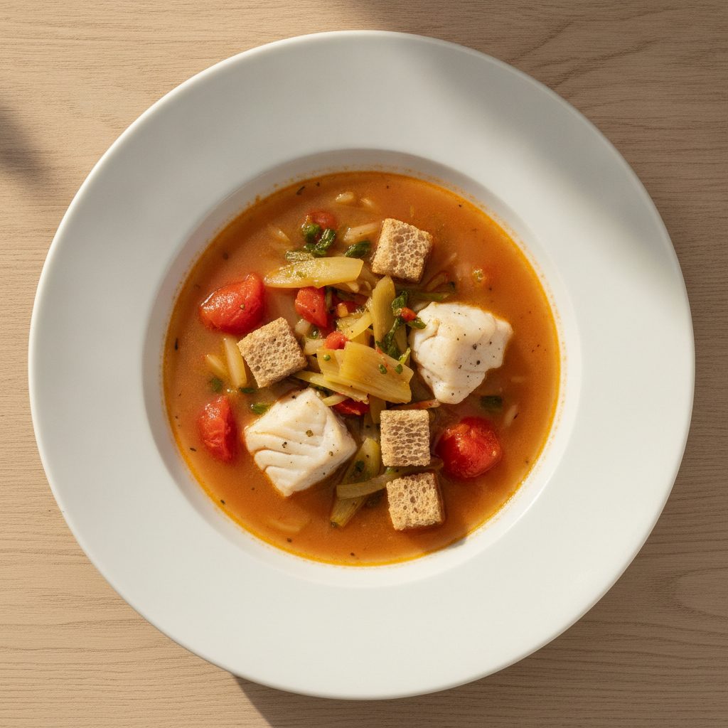 Marseillaanse vissoep met pangasius, venkel en tomaat